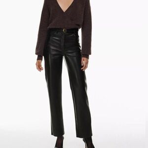 Aritzia Wilfred Melina Cropped High Rise Vegan Leather Pants Black Size 4